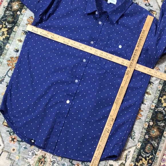 🌎 LRG Royal Blue White Swiss Dot Woven Cotton Long Sleeve - Picture 4 of 7